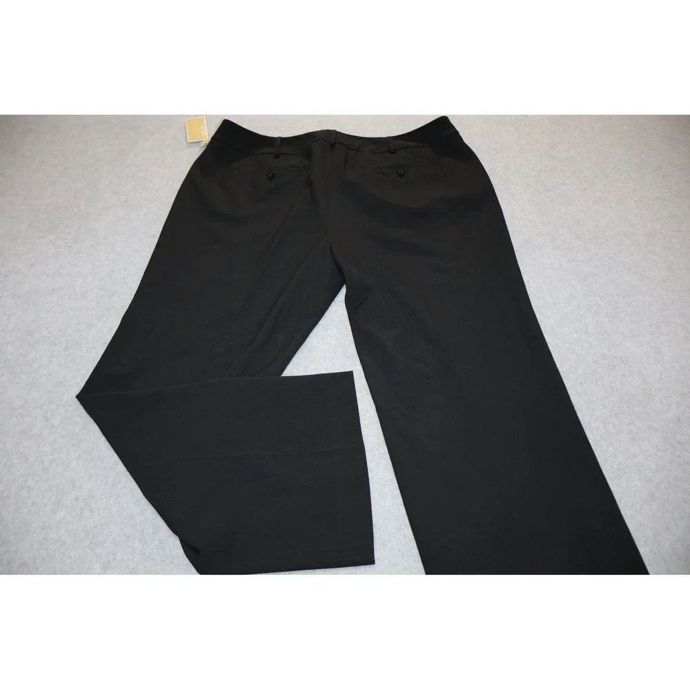 Michael Kors Grammercy Fit Pants Women 16W Black Straight Leg Dress Slacks NEW